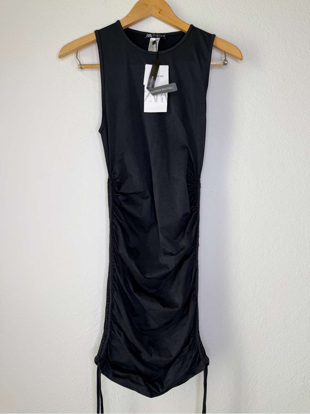 Zara Rouched Dress Charcoal Size M/L